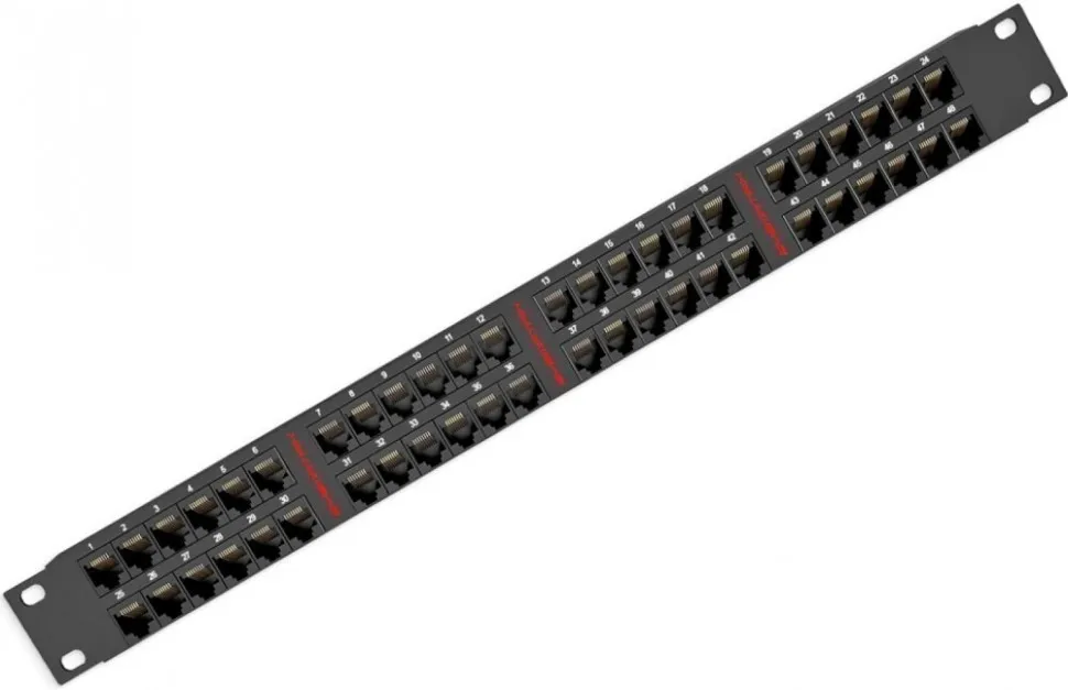 Патч-панель 19", 1U, неэкранированная, cat.5e, 48 портов, Krone, черный, Neomax