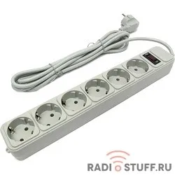 Exegate EX221230RUS Сетевой фильтр Exegate SP-6-3W (6 розеток, 3м, евровилка, белый)