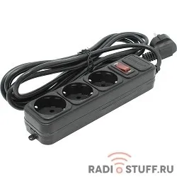Exegate EX221179RUS Сетевой фильтр Exegate SP-3-3B (3 розетки, 3м, евровилка, черный)