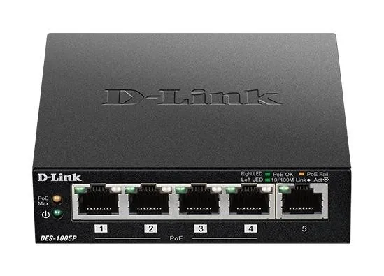 Коммутатор 5PORT 10/100M DES-1005P/B1A D-LINK