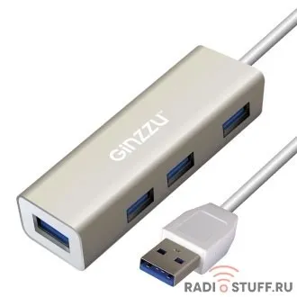 HUB GR-517UB Ginzzu USB 3.0, 4 порта USB3.0, 20см кабель 