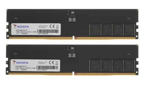 Memory Module ADATA DDR5 Общий объём памяти 32Гб Module capacity 32Гб Количество 1 5600 МГц Множитель частоты шины 46 1.1 В черный AD5U480032G-DT