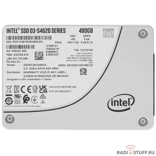 Intel SSD 480Gb S4620 серия SSDSC2KG480GZ01 {SATA3.0, 3D2, TLC, 2.5"}