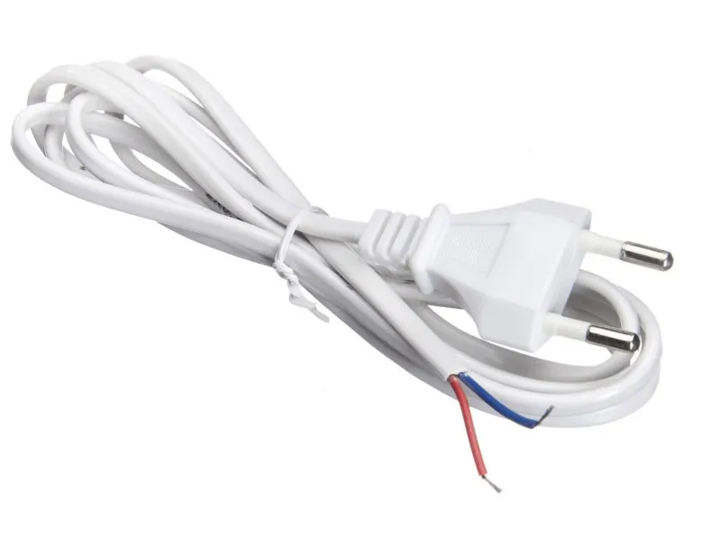 Кабель питания с вилкой (без разъема) 2*0,5мм2, 220V/2,5A, 1,8м, белый, Netko