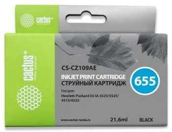 Картридж BLACK NO.655 21.6ML CS-CZ109AE CACTUS