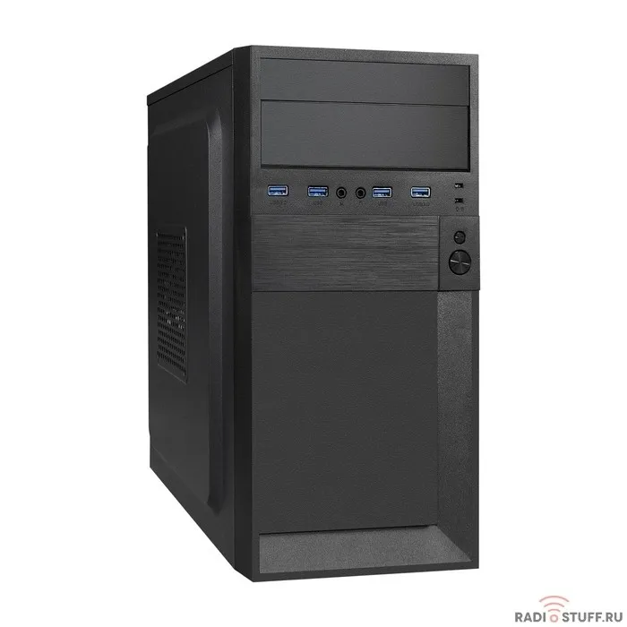 Exegate EX291153RUS Корпус Minitower ExeGate BAA-105U4-01-AA500 (mATX, AA500 с вент. 8см, 4*USB3.0, HD аудио, черный)