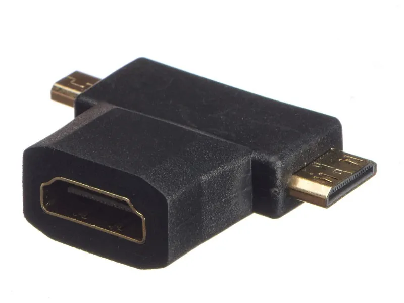 Переходник гнездо HDMI - штекер micro+mini HDMI, dual link, NETKO Optima