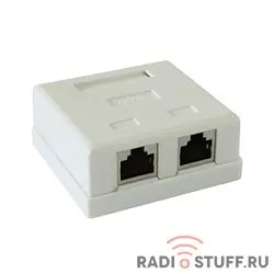 Розетка  RJ-45, cat.5е, STP, внешняя экранированная 2 порта, тип ножей Dual Type, Gembird