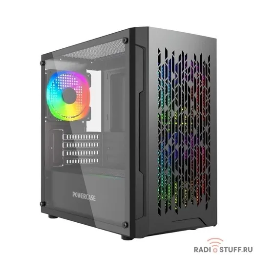 Powercase Mistral Micro D3B ARGB, Tempered Glass, 2x 140mm ARGB PWM+1x 120mm ARGB PWM, чёрный, mATX  (CMMDB-A3)