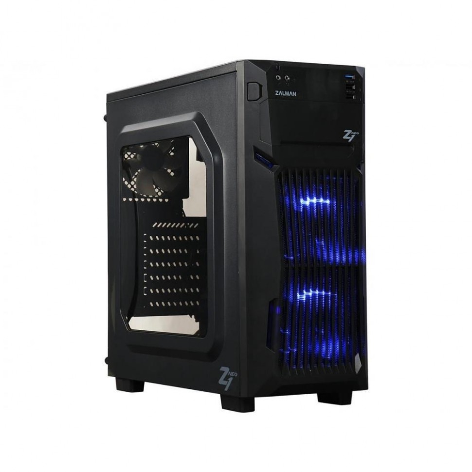 ZALMAN Z1 NEO, ATX, BLACK, WINDOW, 2x5.25", 4x3.5", 5x2.5", 2xUSB2.0, 1xUSB3.0, FRONT 2x120mm, REAR 1x120mm