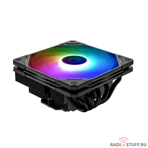 Кулер ID-COOLING IS-55 ARGB LGA1700/1200/115X/AM5/AM4 низкопрофильный высота 55mm (27шт/кор, TDP 125W, PWM, 5 тепл.трубок + медная база, ARGB FAN 120mm, черный) BOX