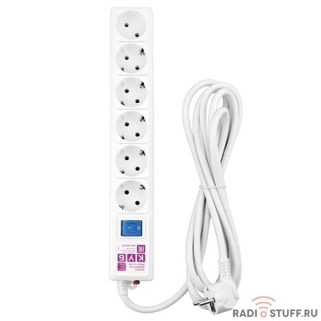 Фильтр-удл. PC 5м 6р, бел. 16А/3,5кВт