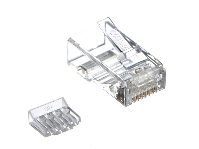 Коннектор RJ-45 Netko CKC (8p8c) cat.6а, со вставкой, для одножильного и многожильного кабеля (нож с 3-мя зубцами), 25шт., РАСПРОДАЖА
