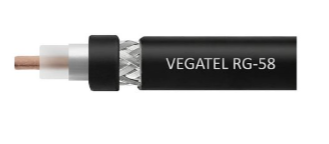 Кабель VEGATEL RG-58 A/U (ГОСТ, PVC, черный) бухта 500м